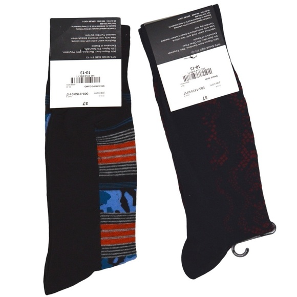 2 Pair J. Ferrar Soft Dress Socks, Size 10-13 Snake Skin & Mix Stripe Camo NEW - Picture 4 of 6